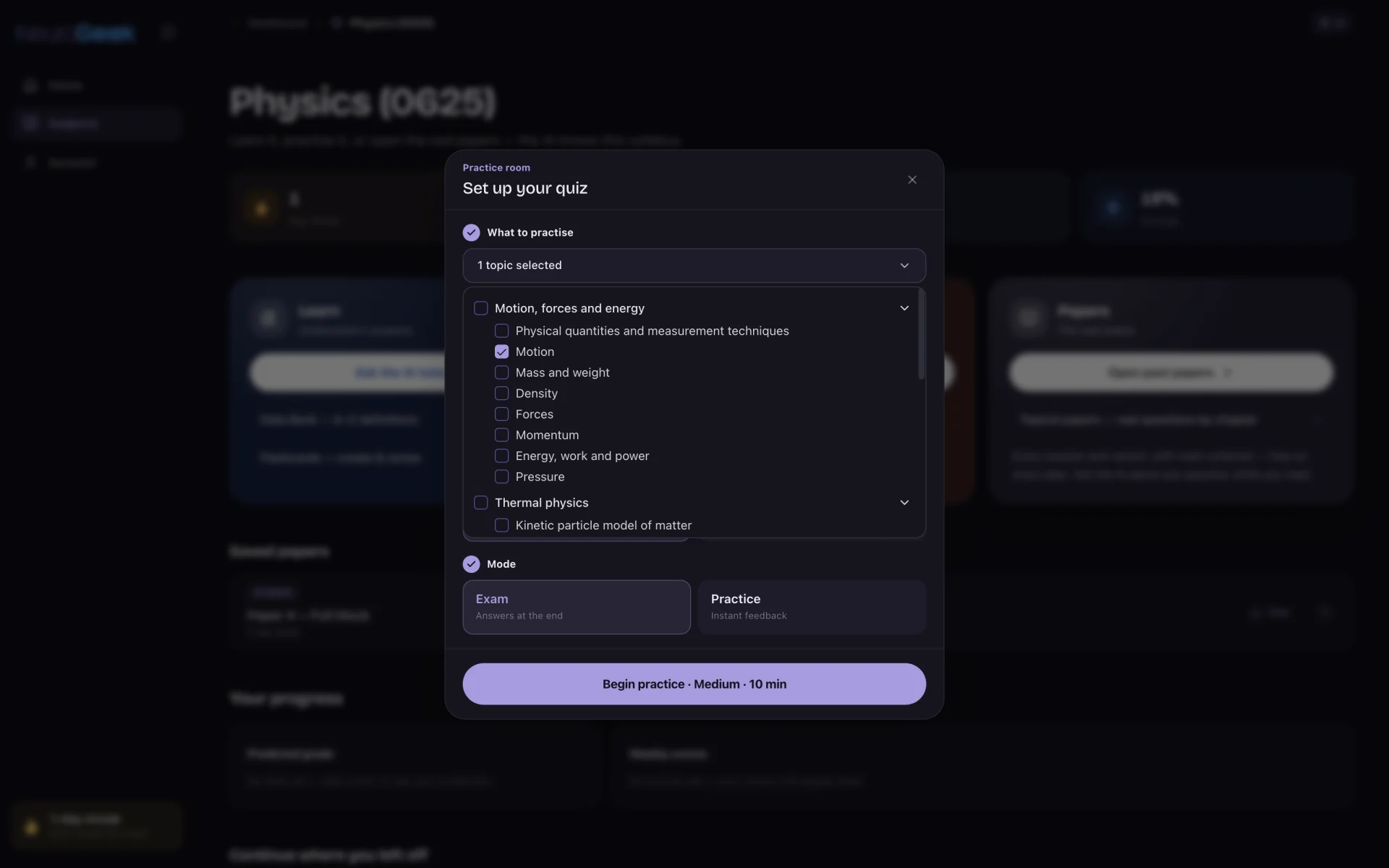 Quiz Room + AI: Pick topics, difficulty and how long you have