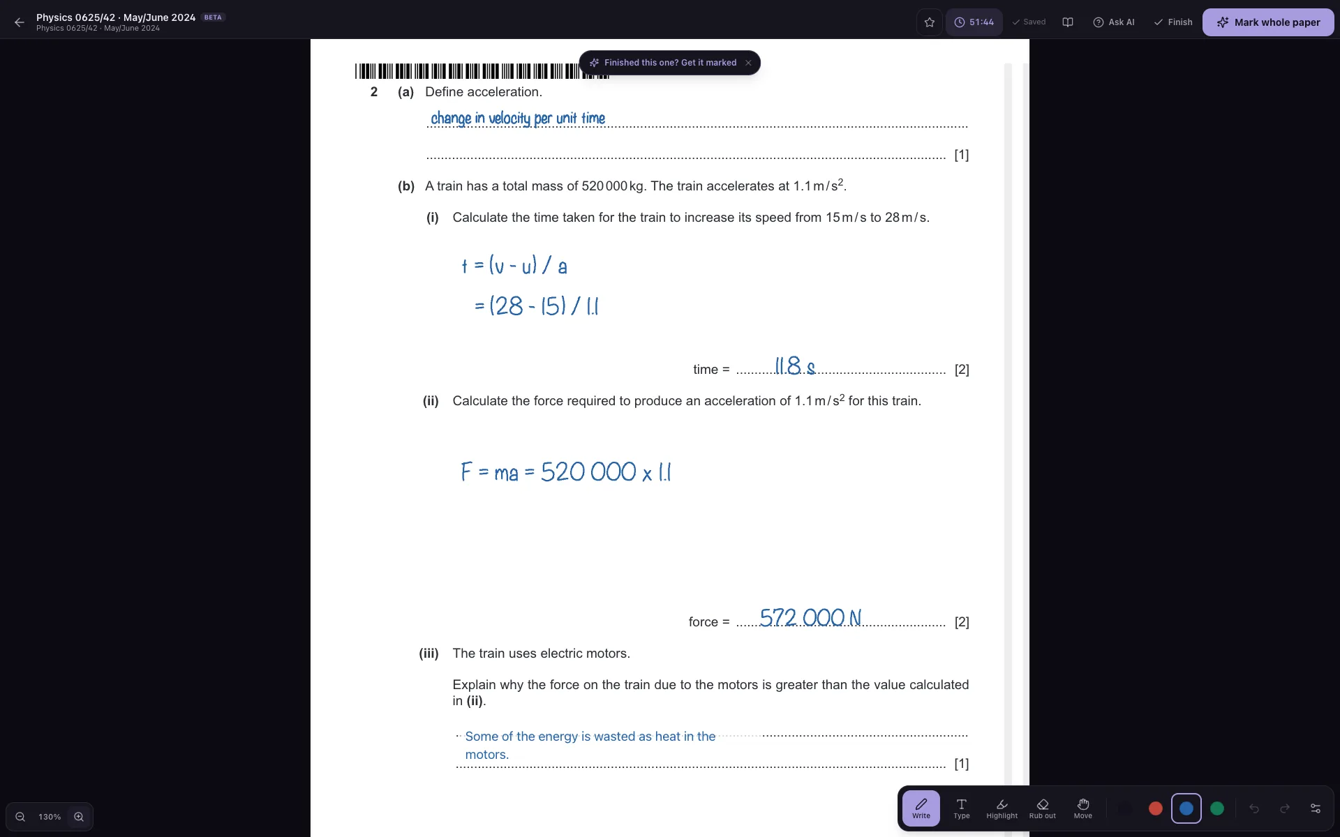 AI Live Solver: Write or type straight onto the real paper, with the exam clock running